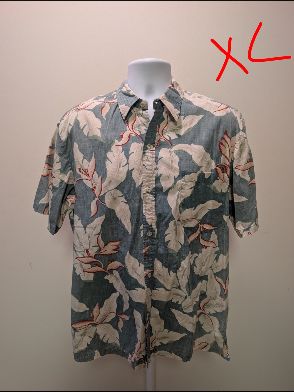 Men's Casual Blue Floral Short-Sleeve Button-Down Shirt